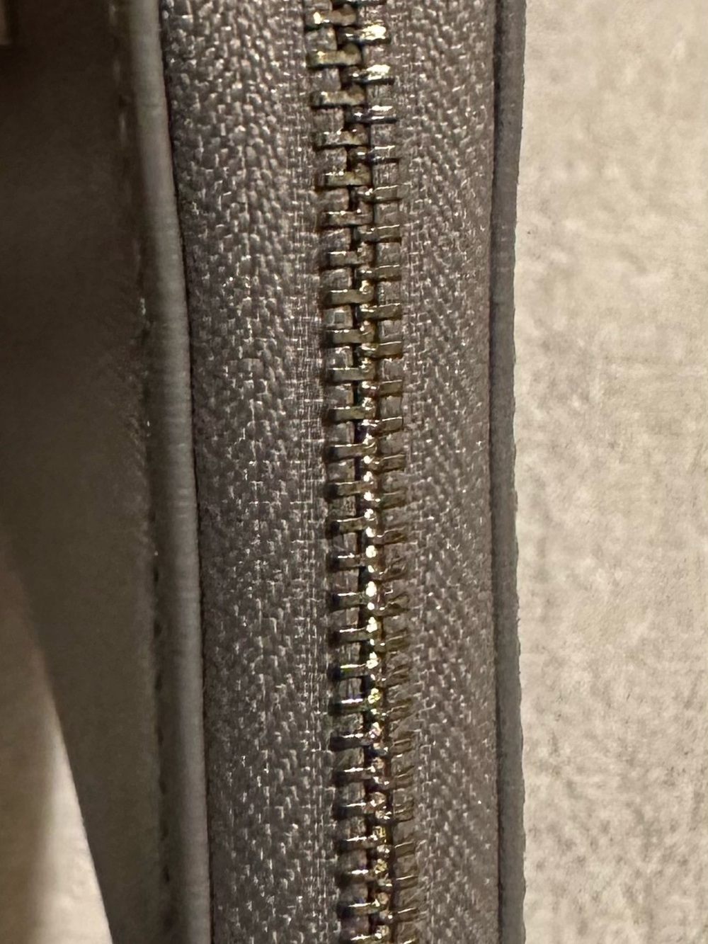 Furla Gray Zip Around Wallet Gold Tone Hardware Saffiano Leather Like New - Picture 7 of 13
